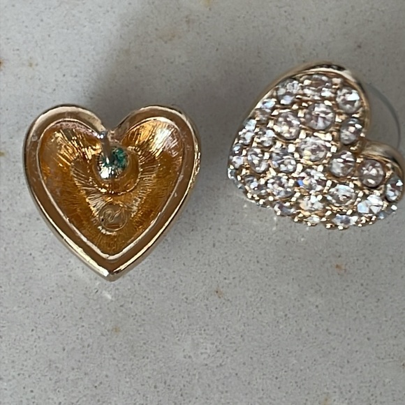 Swarovski Pave Crystal Heart Earrings Pierced - Picture 3 of 9